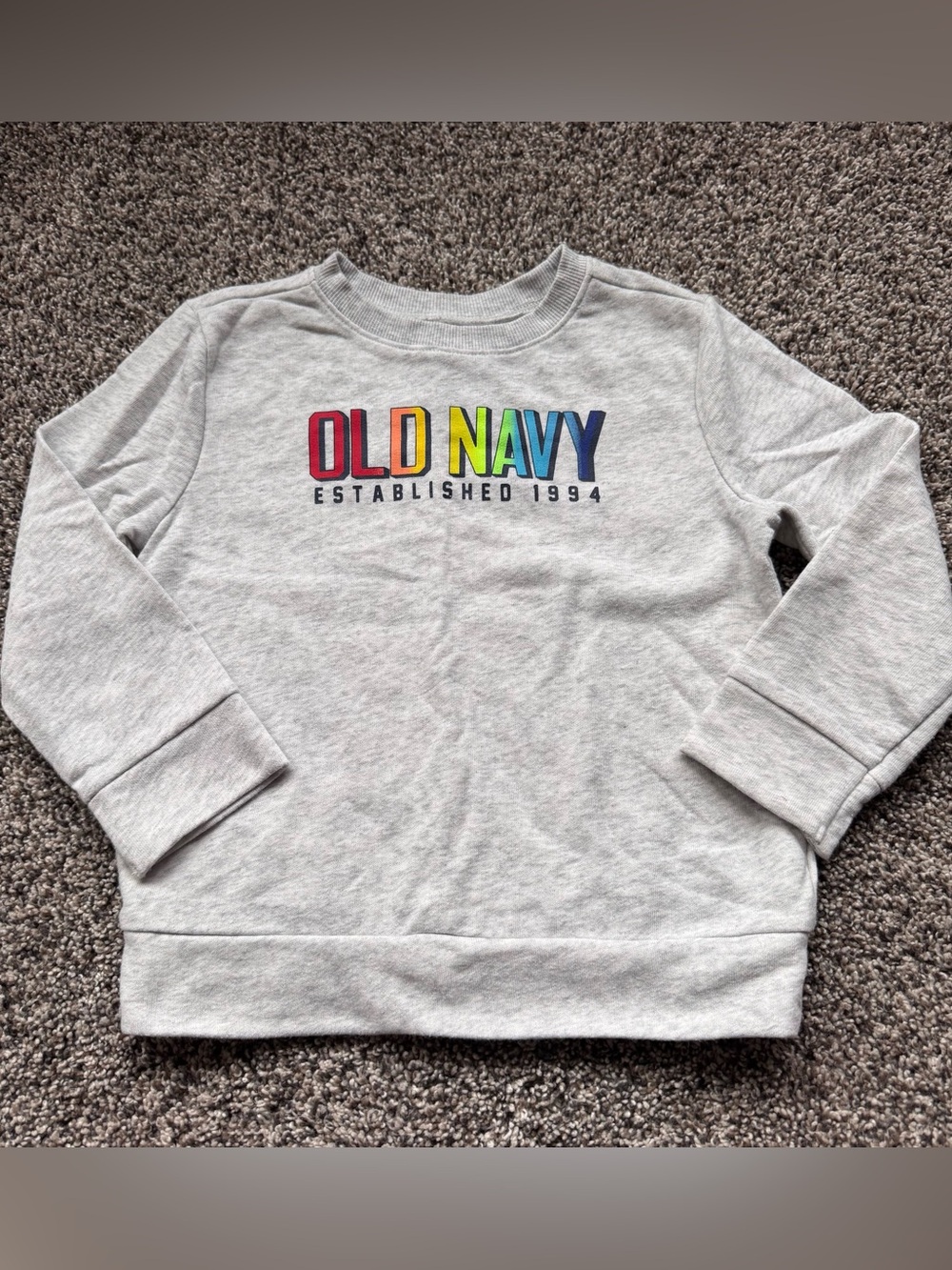 Old Navy Light Gray Kids Sweatshirt with Rainbow Lettering